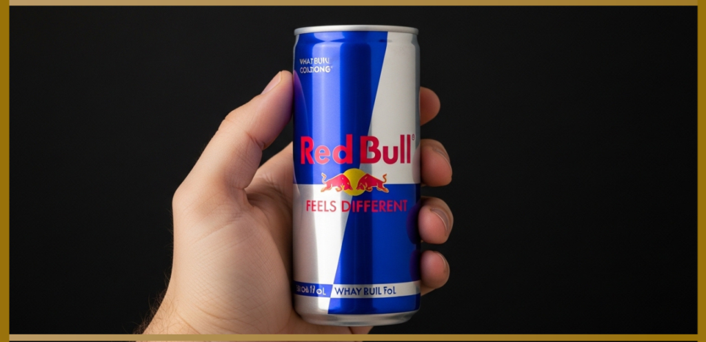 red bull can feel in hand