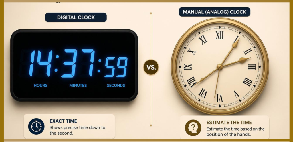 Digital Clock vs Manual Time Estimation
