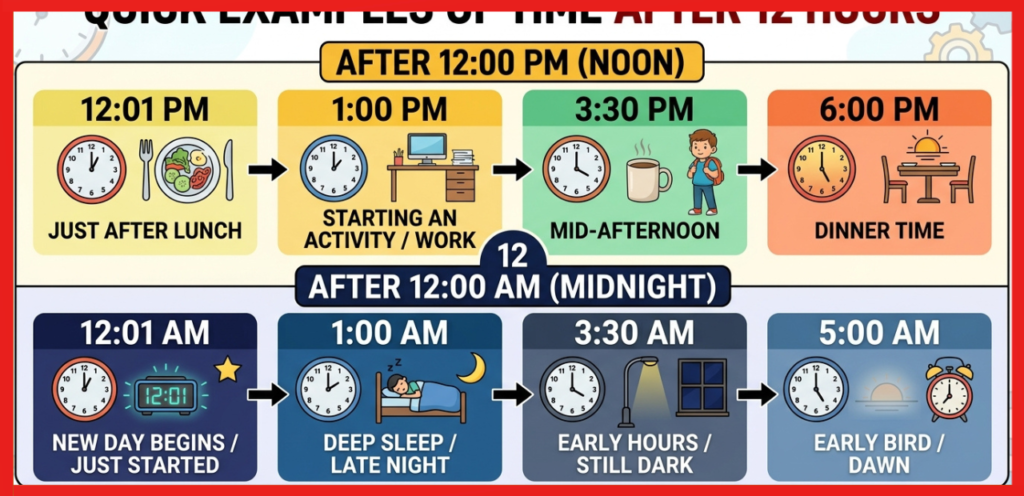 Quick Examples of Time After 12 Hours