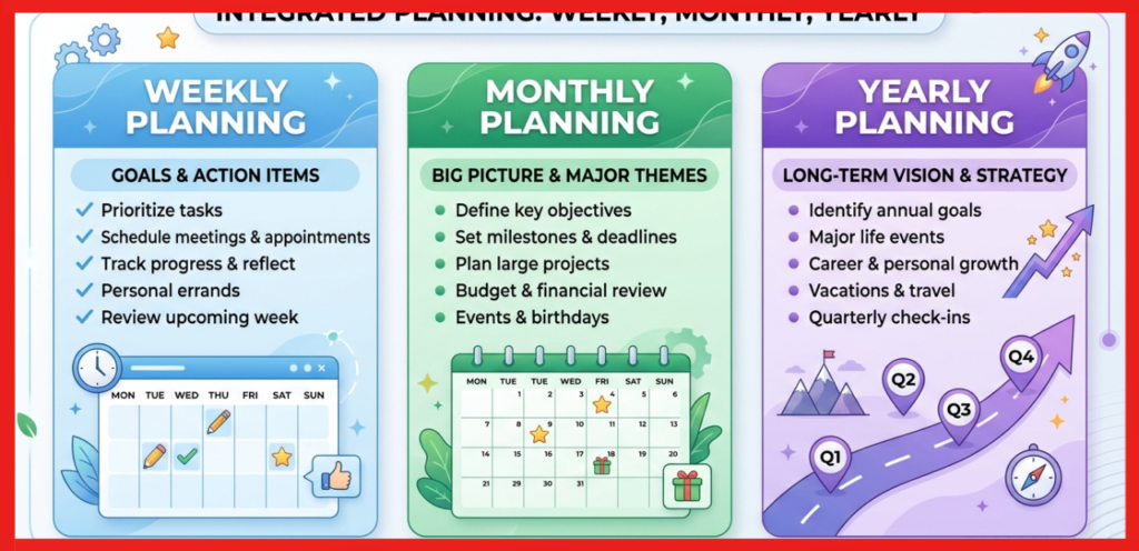 Weekly Monthly and Yearly Planning