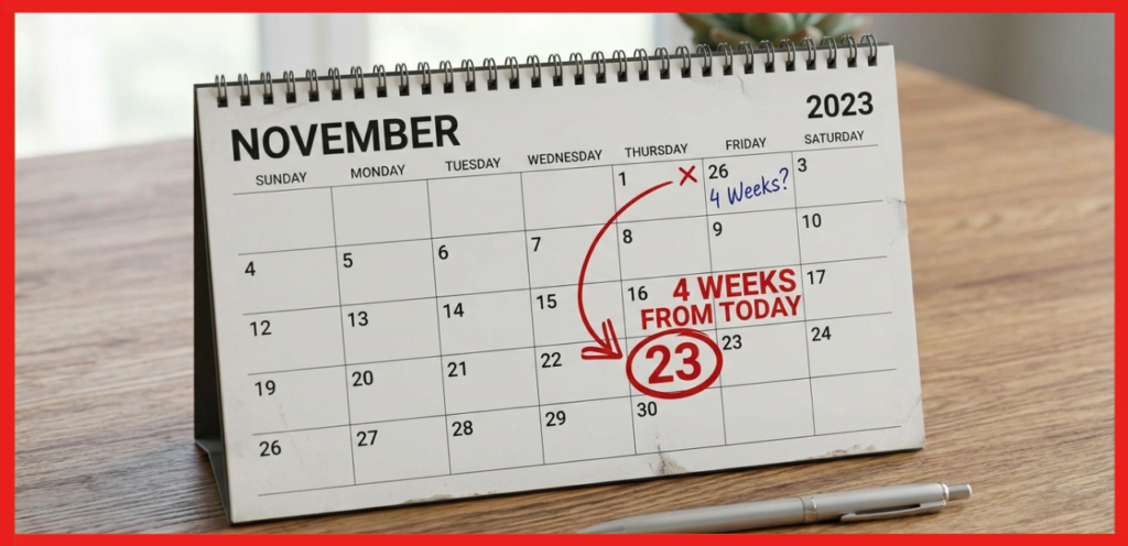 What Date Is 4 Weeks From Today