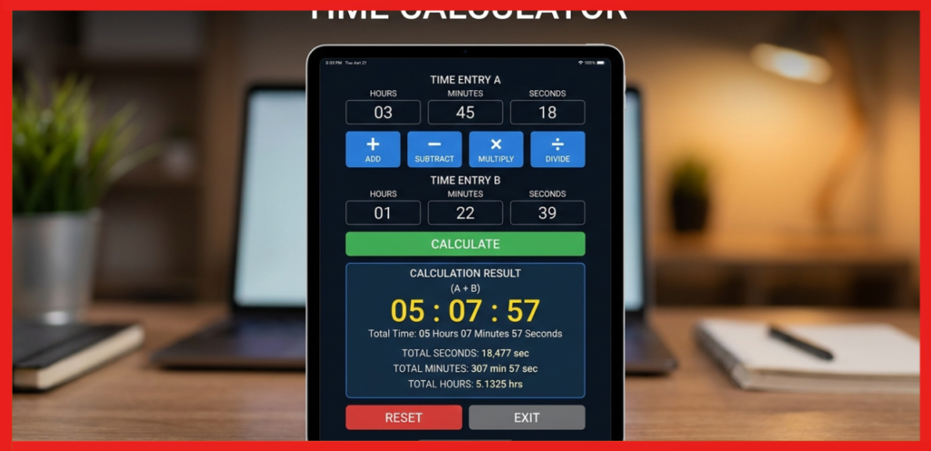 Time Calculator for Hours, Minutes, and Seconds
