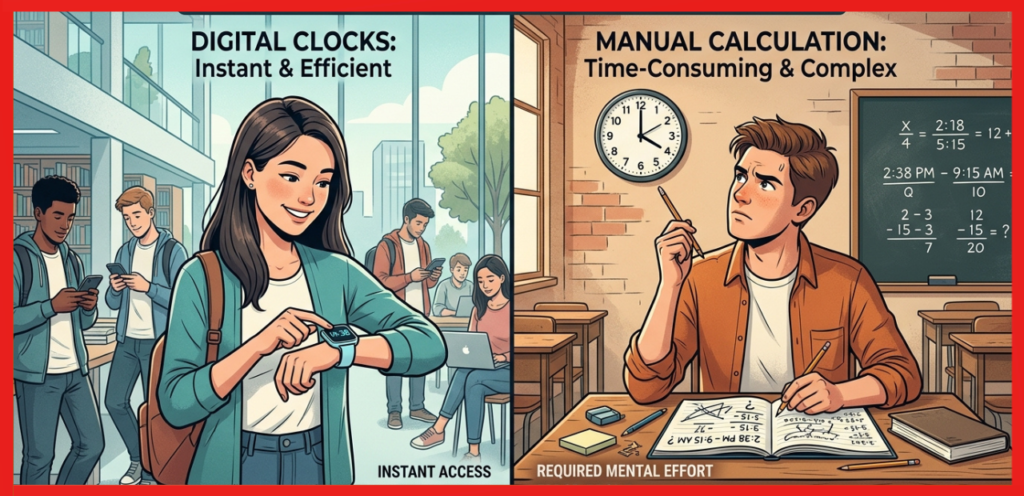 Digital Clock vs Manual Calculation
