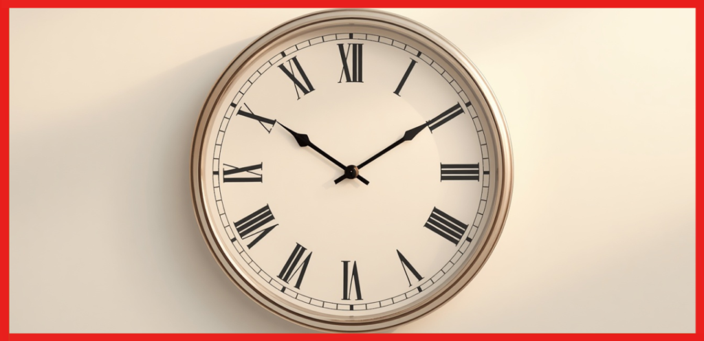 3:20 on an analog clock