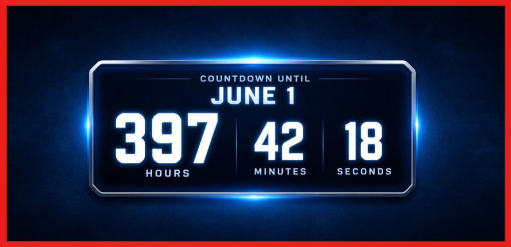 Hours, Minutes and Seconds Until June 1