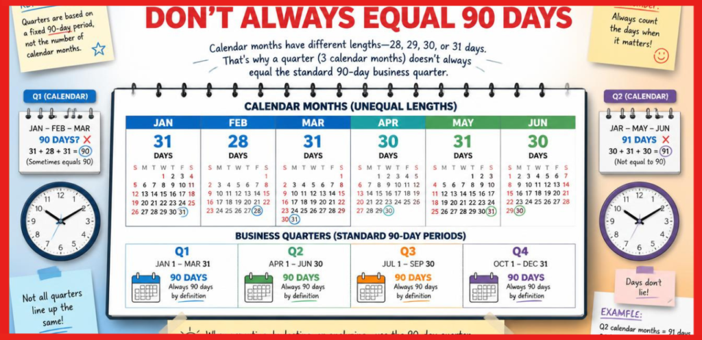 calendar months vs 90 days
