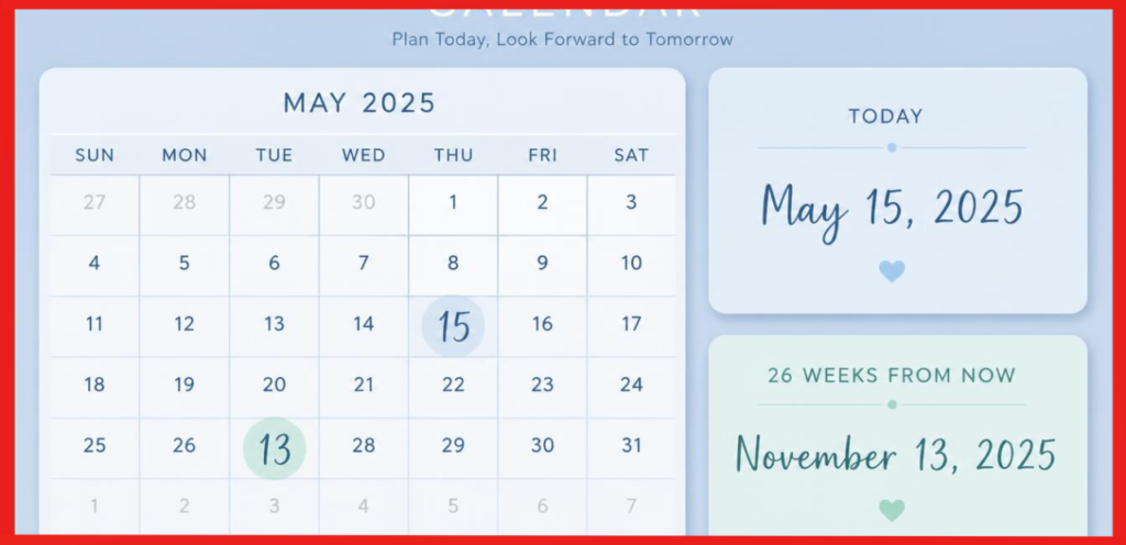 What Date Is 26 Weeks From Today