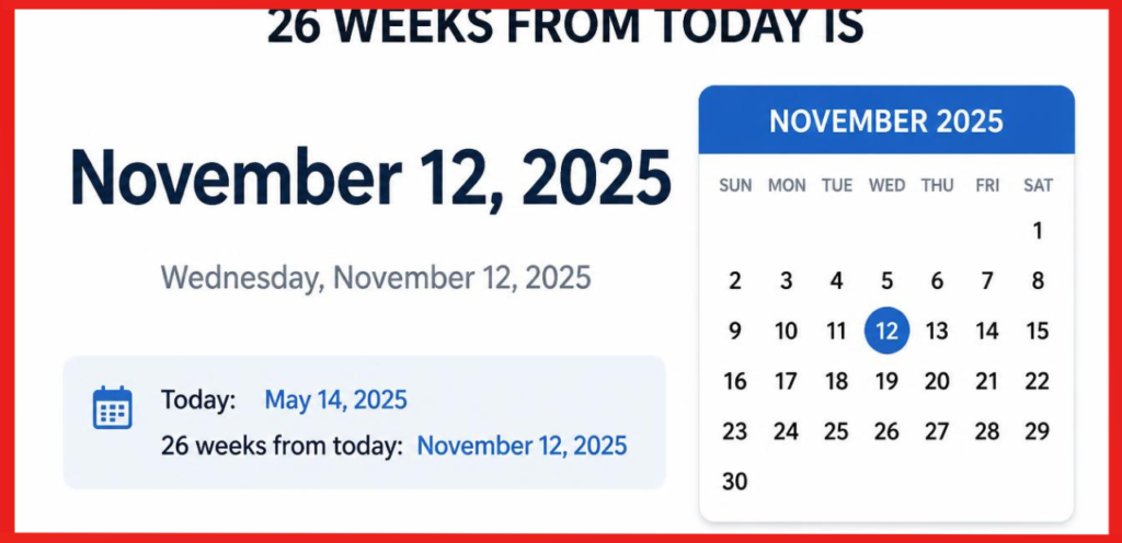 What Date Is 26 Weeks From Today