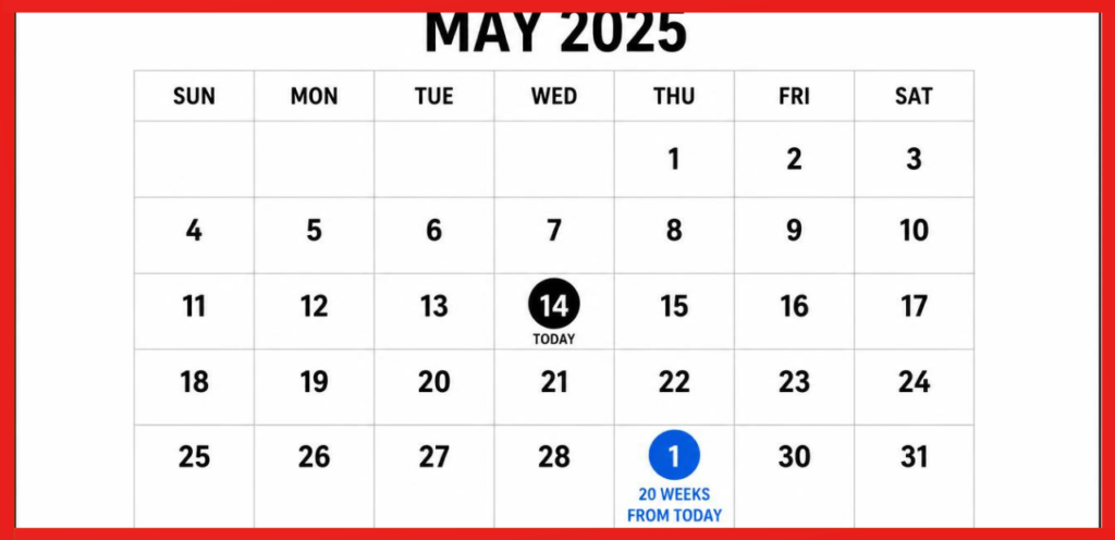 what date is 20 weeks from today