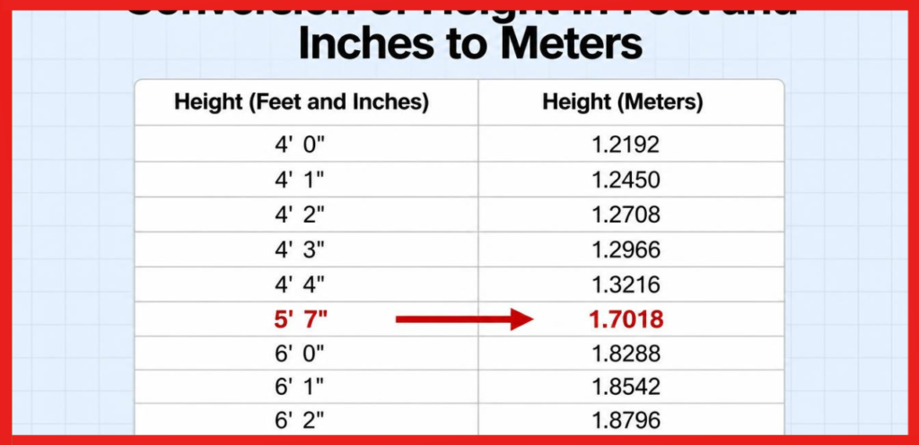5'7 to meters